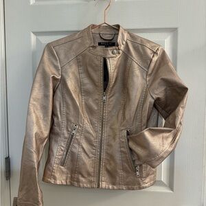 NEW✨ BACCINI Mott Feux Leather Jacket, Rose Gold, Size:PM